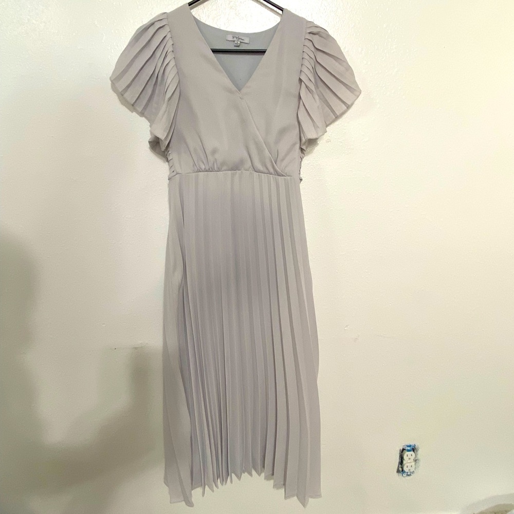 Ankle length light grey dress